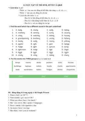 Bài tập luyện tập về Thì hiện tại hoàn thành, hiện tại đơn, quá khứ đơn Tiếng anh lớp 9